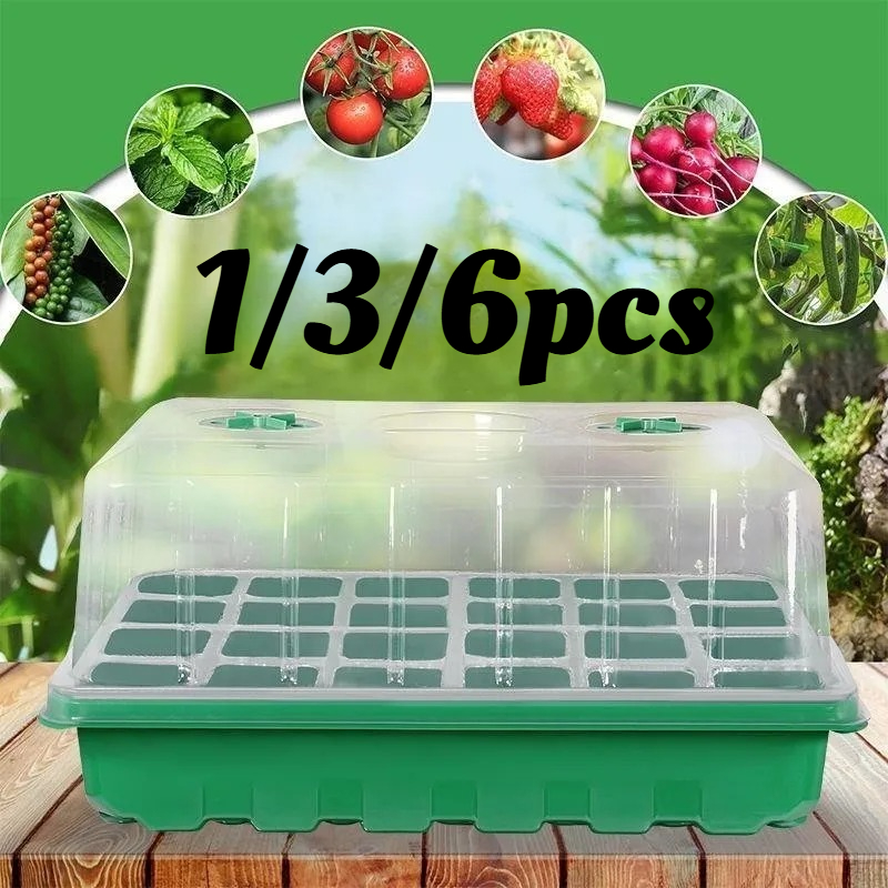 Humidity Dome Kit - 1/3/6 Stück Anzuchtschalen-Set – 24-Zellen-Gewächshaus-Anzuchtschale mit